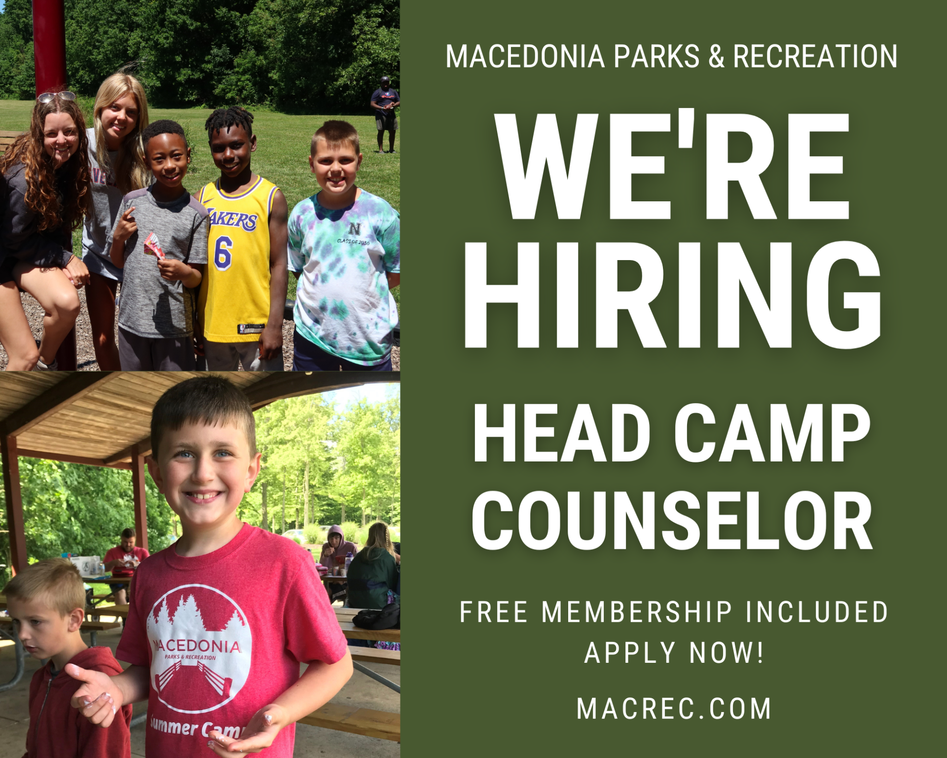 hiring head camp counselors